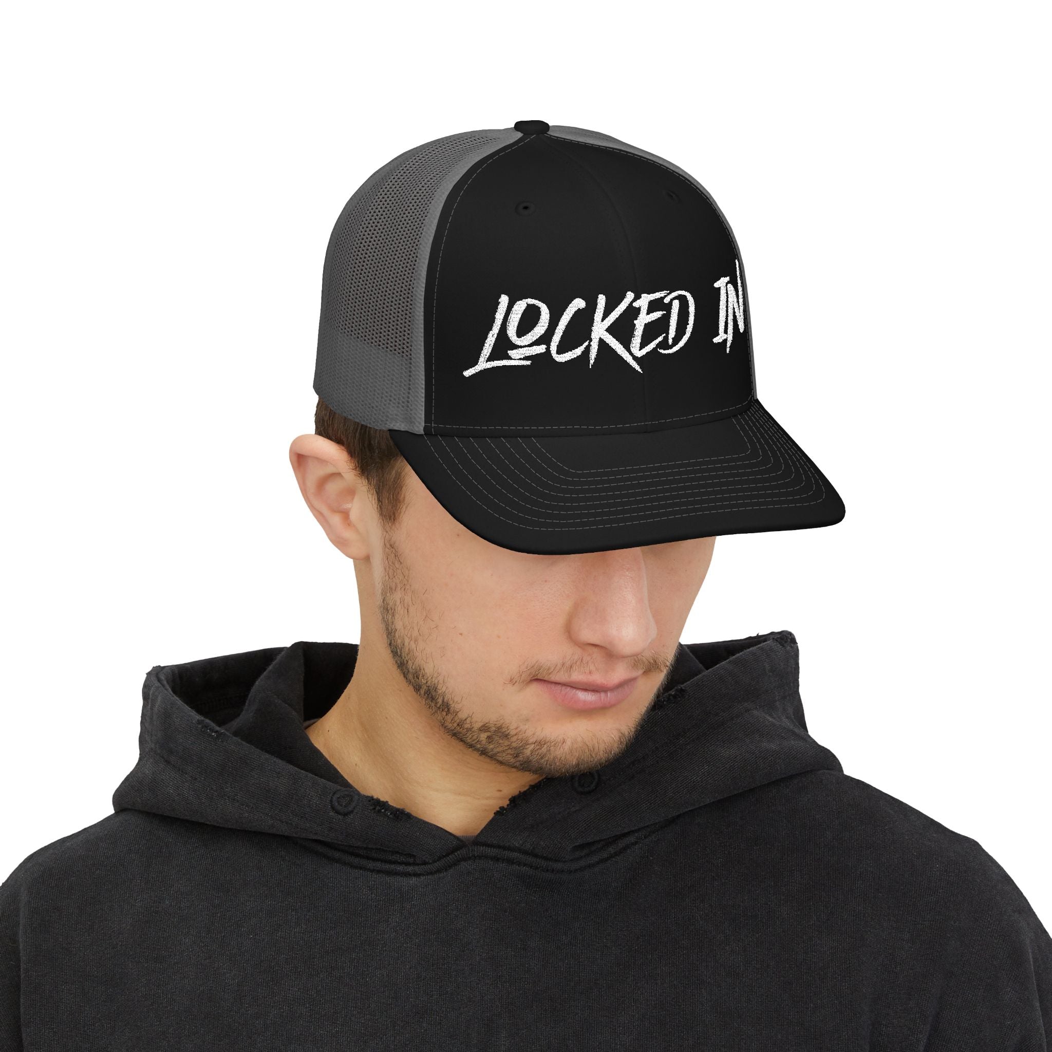 Snapback "Locked In" Embroidered Trucker Cap