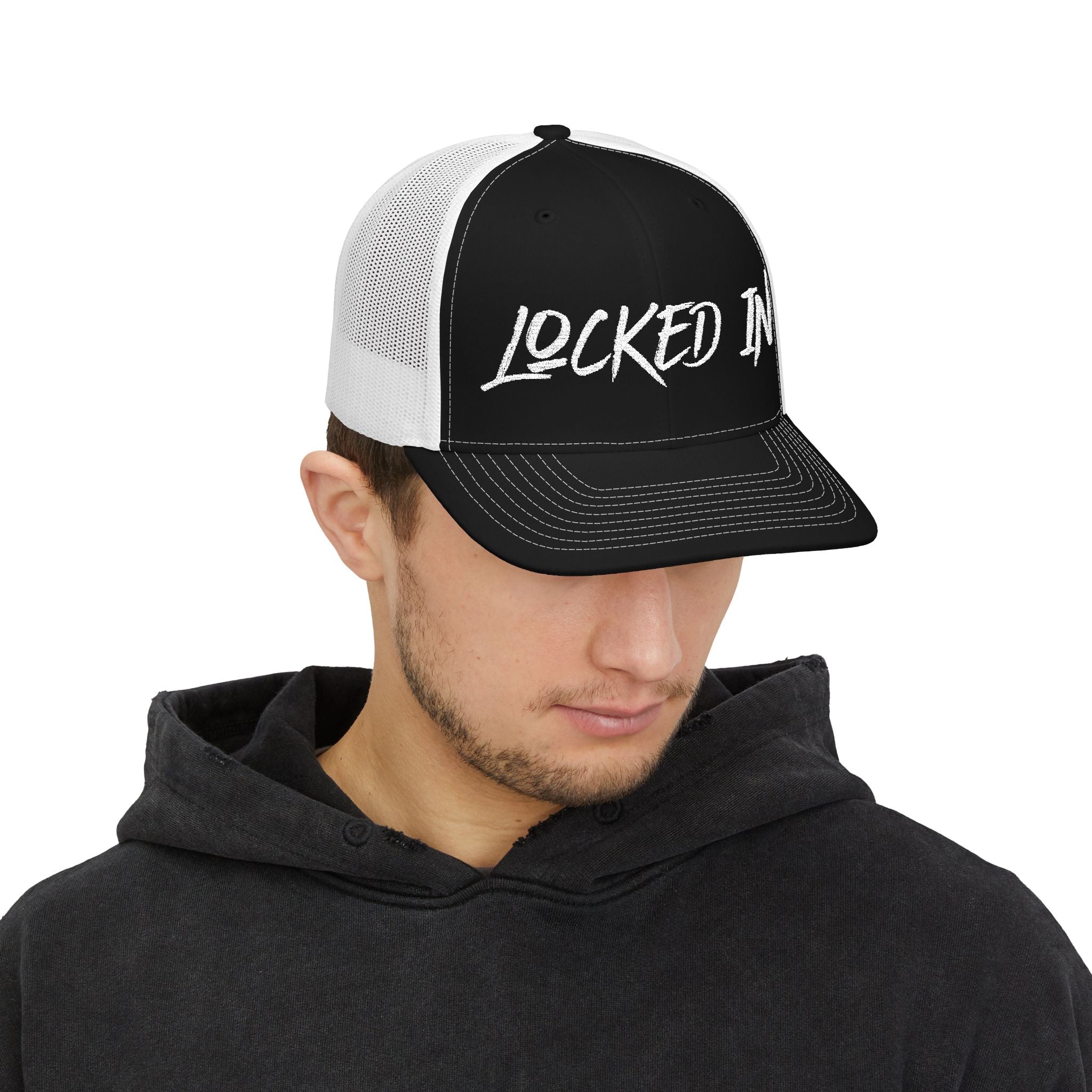 Snapback "Locked In" Embroidered Trucker Cap
